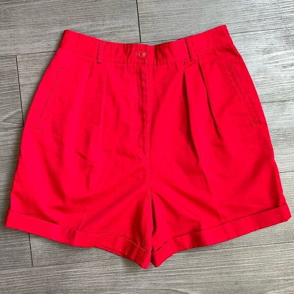 Domino Pants - Vintage 90s High Waisted Camp Shorts Mom Shorts Red Domino Size 12